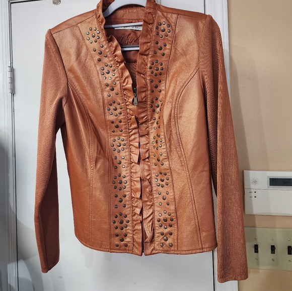 Peter Nygard 100%  Leather   Sweater Jacket M/L - Picture 1 of 5
